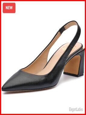 Slingback Pump Pointed Toe Block Heel Formal Dress Shoe